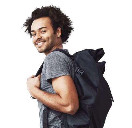 Male student with backpack